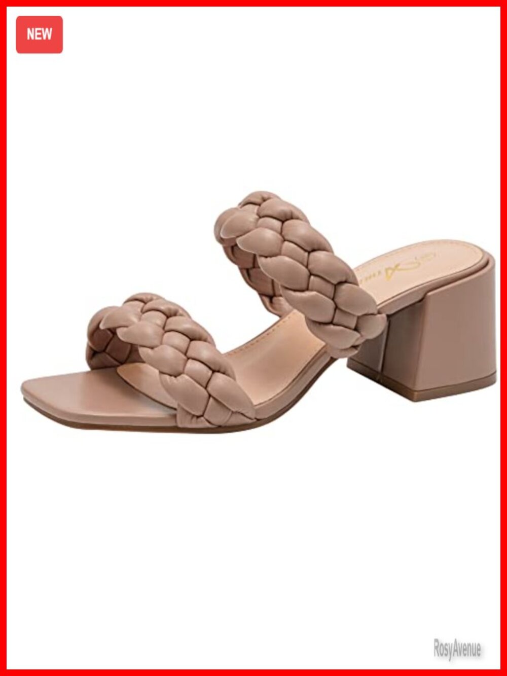 Braided Strappy Square Toe Low Chunky Heeled Sandals Women Slip On